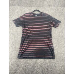 Tony Hawk Striped T-Shirt Mens Large Black Red Distressed Skate Crew Neck Tee